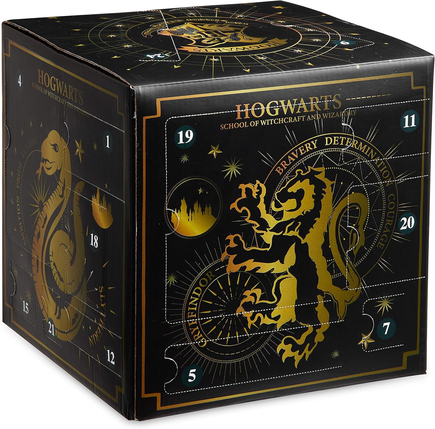 Harry Potter Calendrier de l'Avent 2025 Fille Ado Femme 24 Surprises Magiques, Papeterie Chaussettes Noel Accessoires, Compte à Rebours de Noël (Noir Cube)