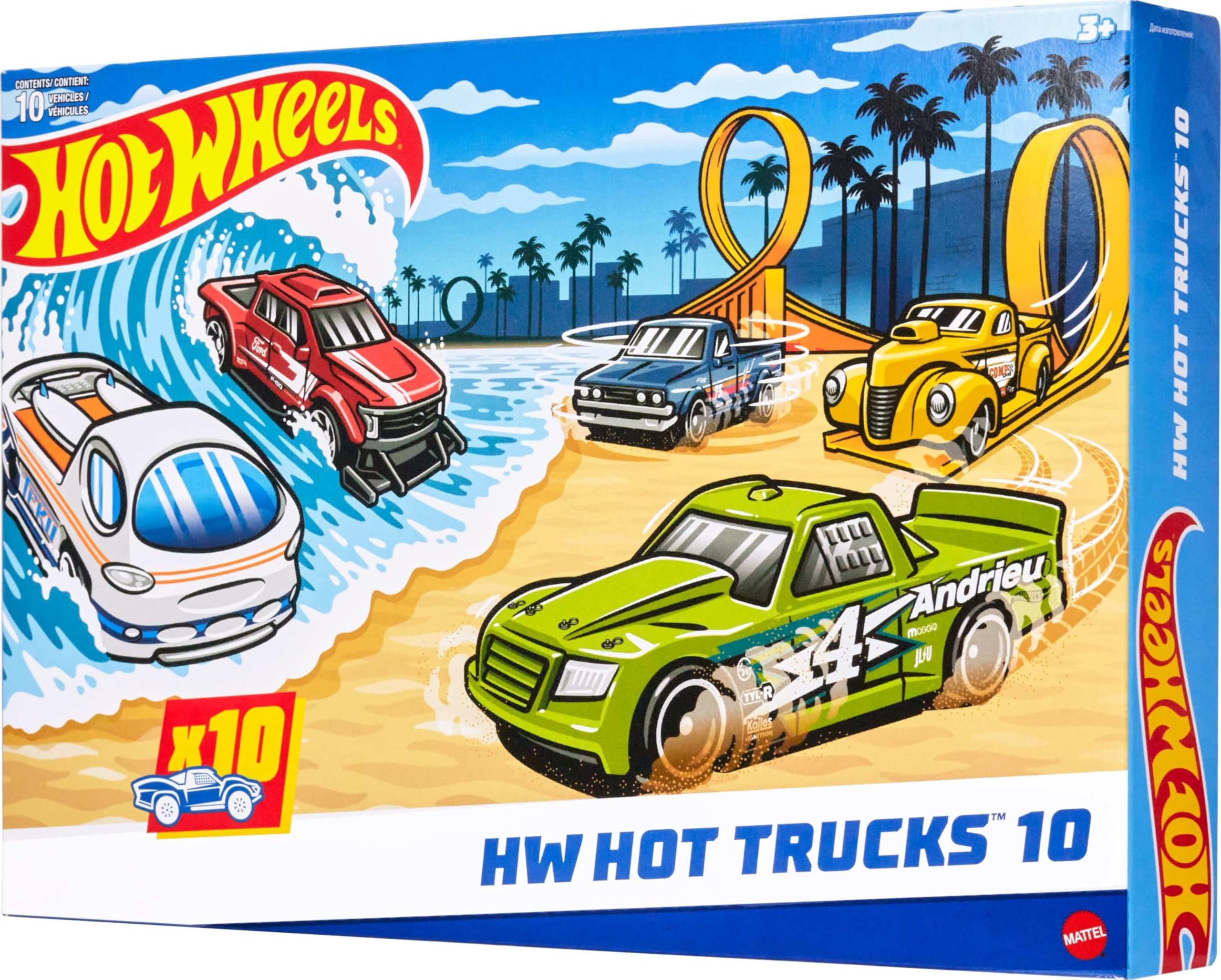 Hot Wheels Coffret De 10 Voitures (Modèle aléatoire), Véhicules Jouets À L'Échelle 1:64 avec Détails Et Décors Réalistes, Voitures De Collection, Jouet pour Enfant de 4 Ans et Plus, 54886