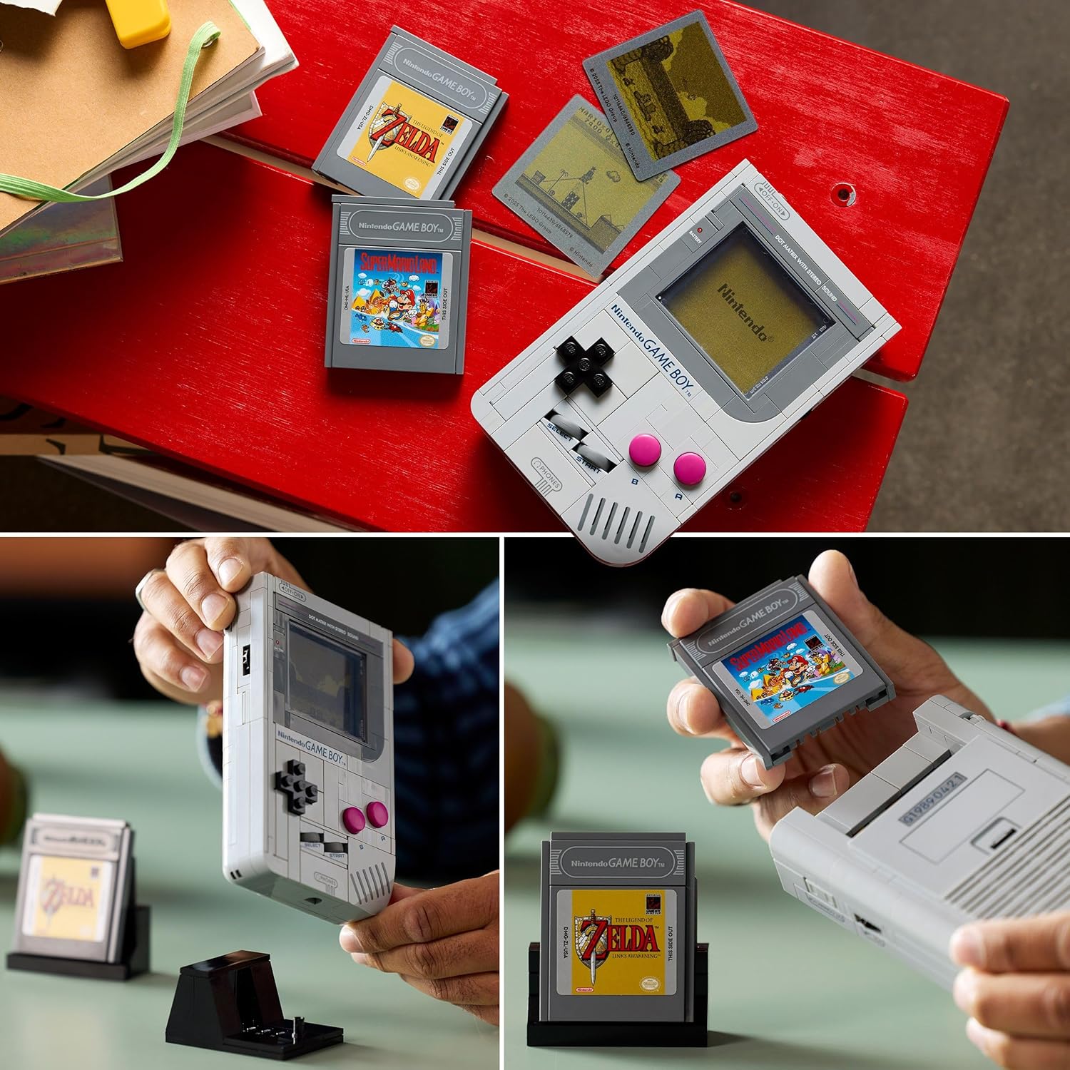 LEGO Super Mario Game Boy - Set de Construction pour Adulte - Maquette de Nintendo à Exposer avec 2 Cartouches Dont Zelda - Support Inclus - Idée de Cadeau Rétro pour Fans de Jeux Vidéo 72046