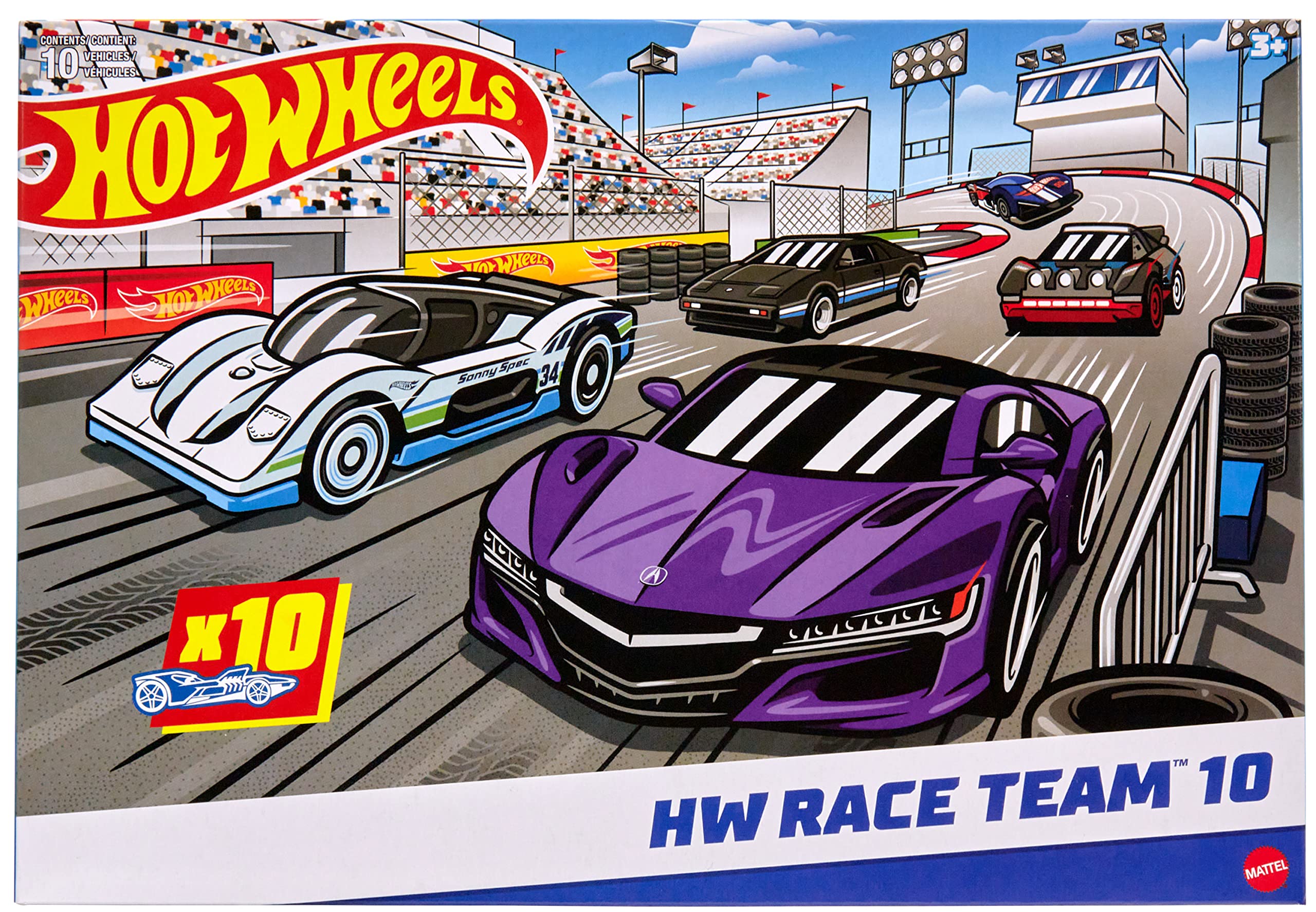 Hot Wheels Coffret De 10 Voitures (Modèle aléatoire), Véhicules Jouets À L'Échelle 1:64 avec Détails Et Décors Réalistes, Voitures De Collection, Jouet pour Enfant de 4 Ans et Plus, 54886