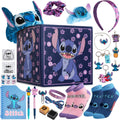 Disney Stitch Calendrier de l'Avent 2025 Compte à Rebours Noel 24 Surprises Papeterie Original et Accessoires Kawaii Collier Porte-clés Stylo (Violet Stitch Cube)